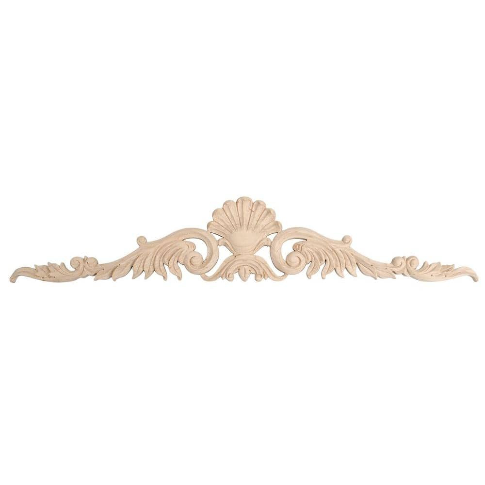 Architectural Products by Outwater L.L.C. 5-3/4 in x 31 in x 5/8 in Unfinished Hand Carved Solid Hard Maple Wood Onlay Acanthus Wood Applique