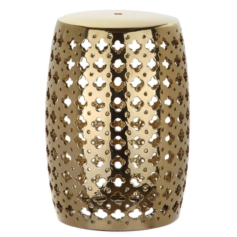 Safavieh Lacey Trellis Indoor/Outdoor Garden Patio Stool, Plated Gold