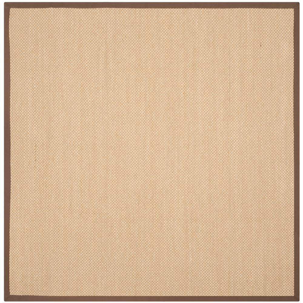 SAFAVIEH Natural Fiber Jovana Solid Area Rug, Maize/Brown, 4' x 4' Square