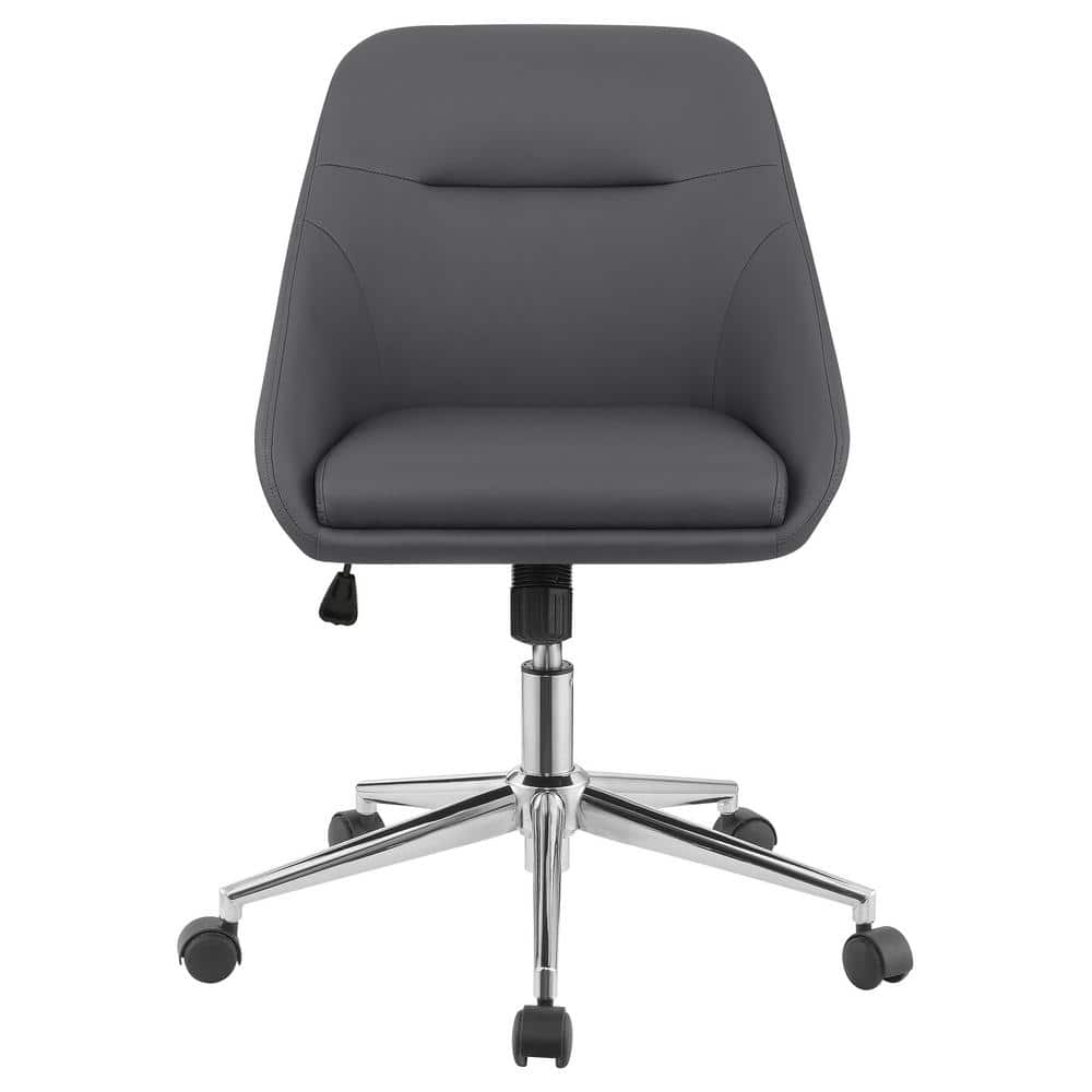 Coaster Jackman 35.25"H Faux Leather Office Chair with Casters in Gray/Chrome
