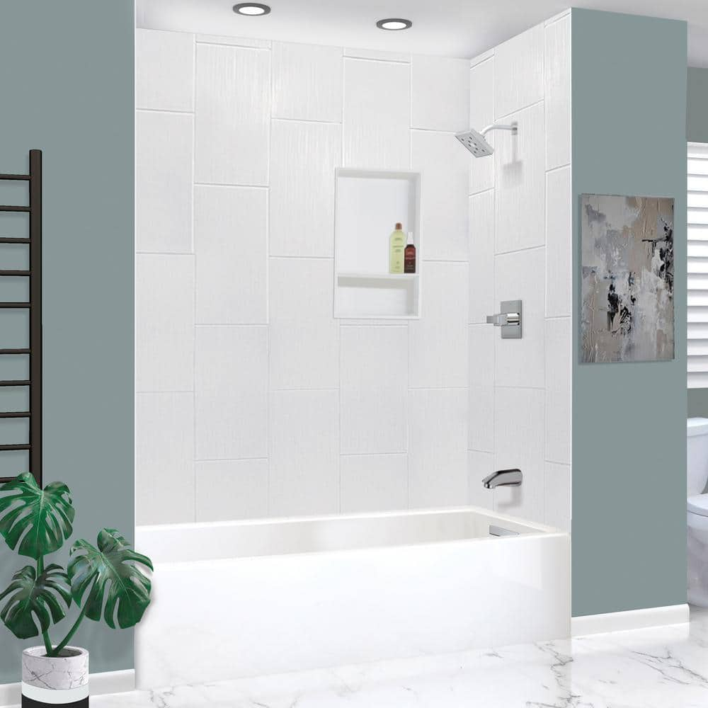Unity White Acrylic Alcove Bathtub with Polished Chrome Drain