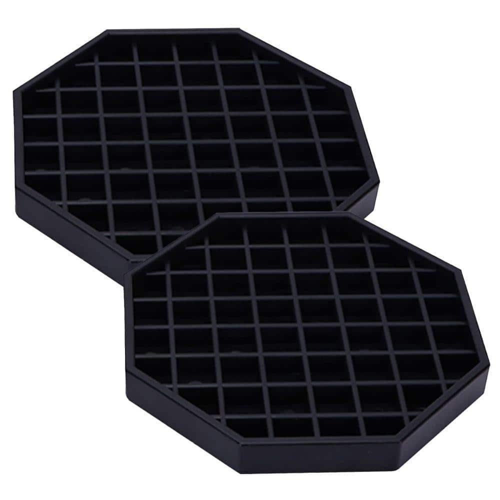 6 in. Black Plastic Octagonal Coffee Drip Tray with Honeycomb Grid (2-Pack)