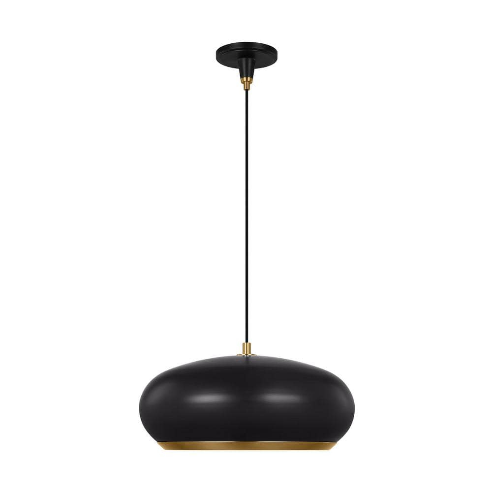 Clasica Aged Iron 18" Bowl Pendant Light with Black Shade