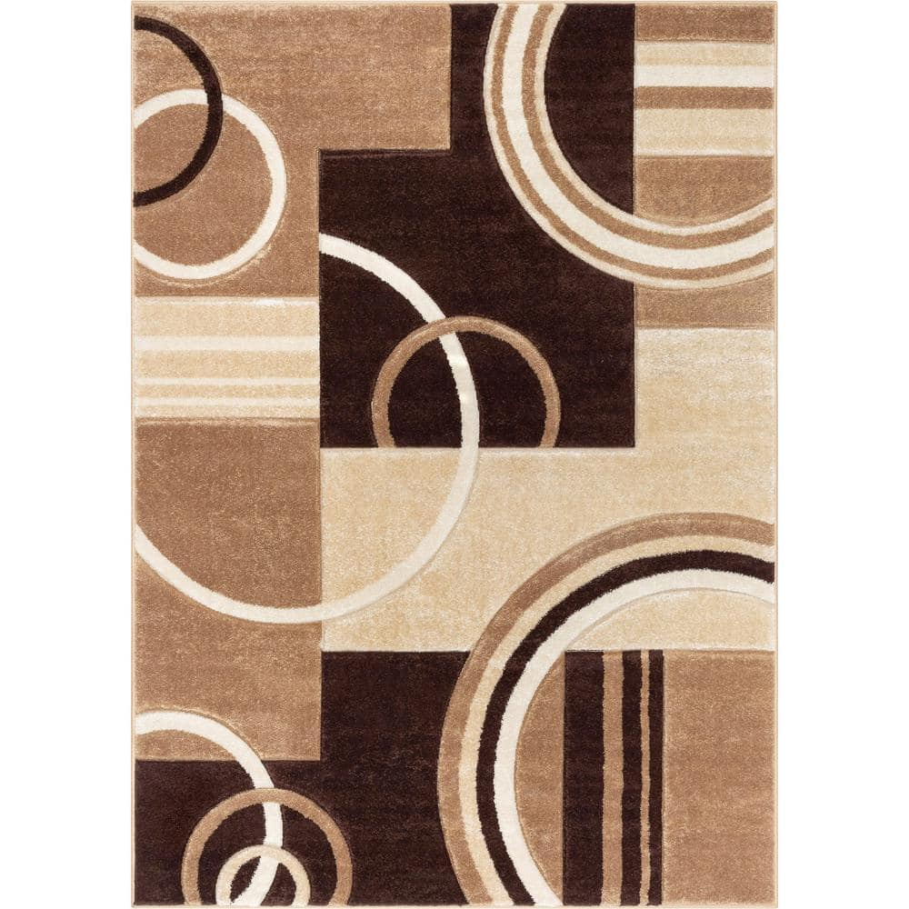 Well Woven Ruby Galaxy Waves Modern Geometric Ivory 3'11" x 5'3" Area Rug