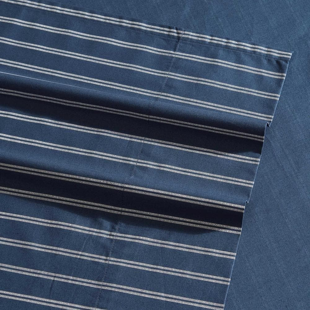 Nautica - Full Sheets, Premium Cotton Percale Bedding Set, Striped Bedding Set, Oeko-Tex Certified (Richmond Stripe Blue, Full)