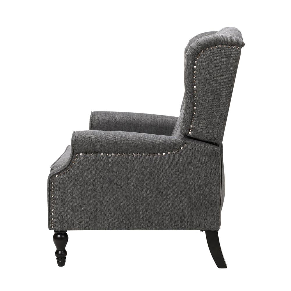 Noble House Khalid Oversized Fabric Push Back Recliner, Gray