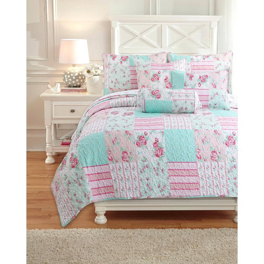 Cozy Line Home Fashions Azalea Floral Chintz PaisleyMicrofiber Reversible Quilt Bedding Set Coverlet, Bedspread, Pink Rose, 3-Piece King Set