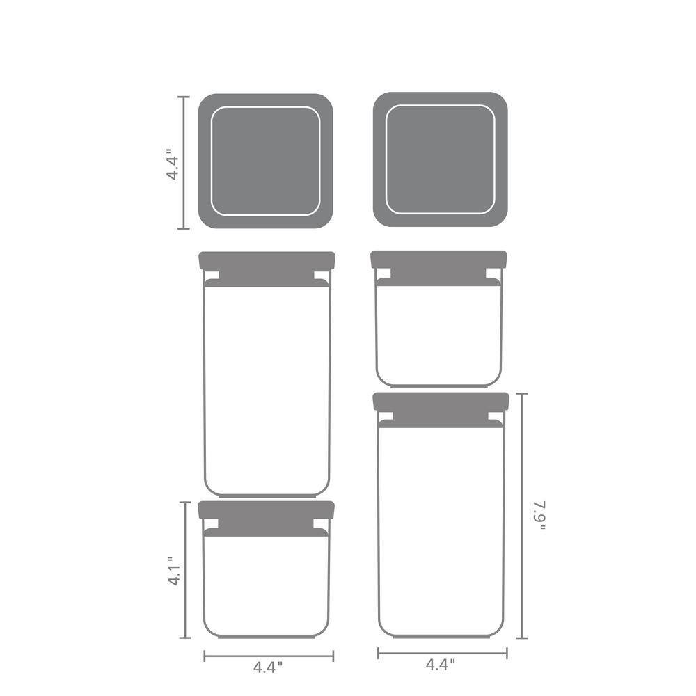 Light Gray BPA-Free Stackable Plastic Kitchen Canister Set