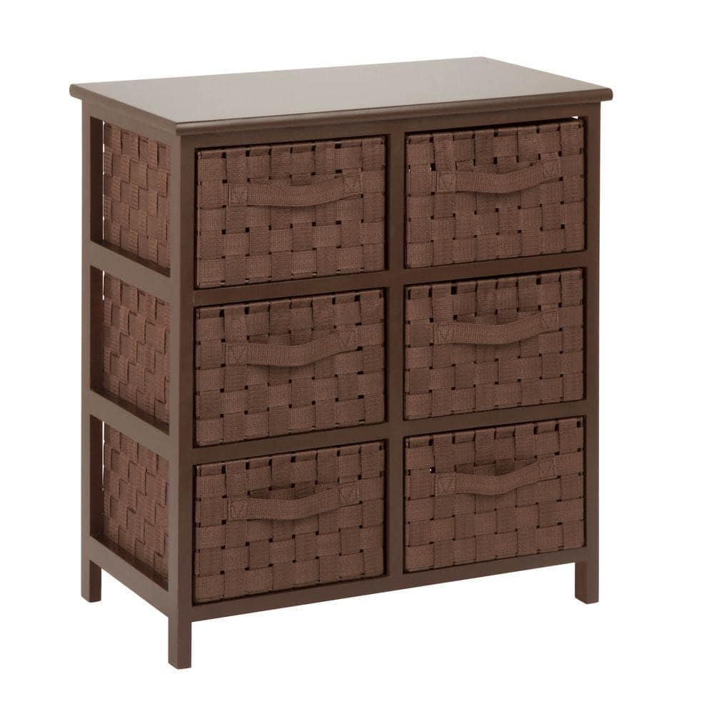 Honey-Can-Do Wood and Polypropylene Woven 6-Drawer Storage Chest, Brown