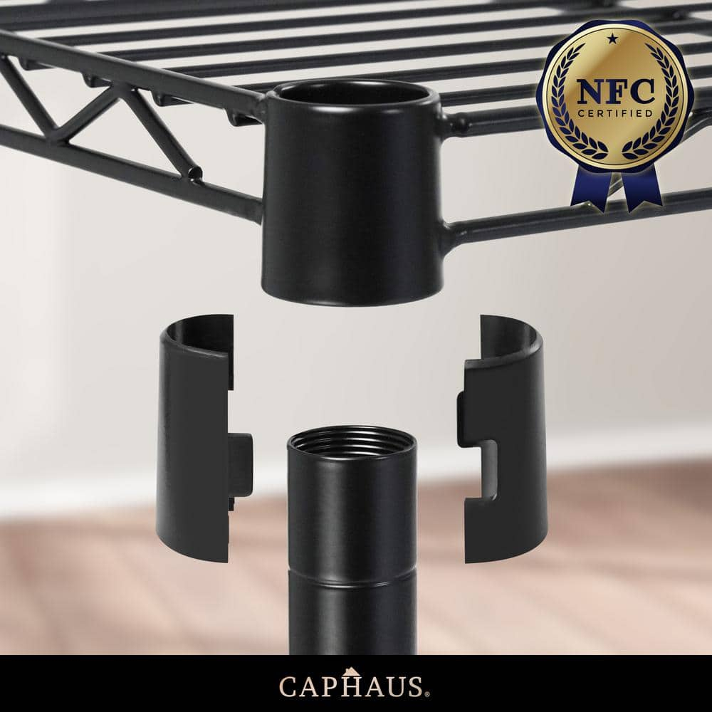 Black Adjustable Height 5-Tier Steel Garage Storage Shelving Unit with Clear Liners