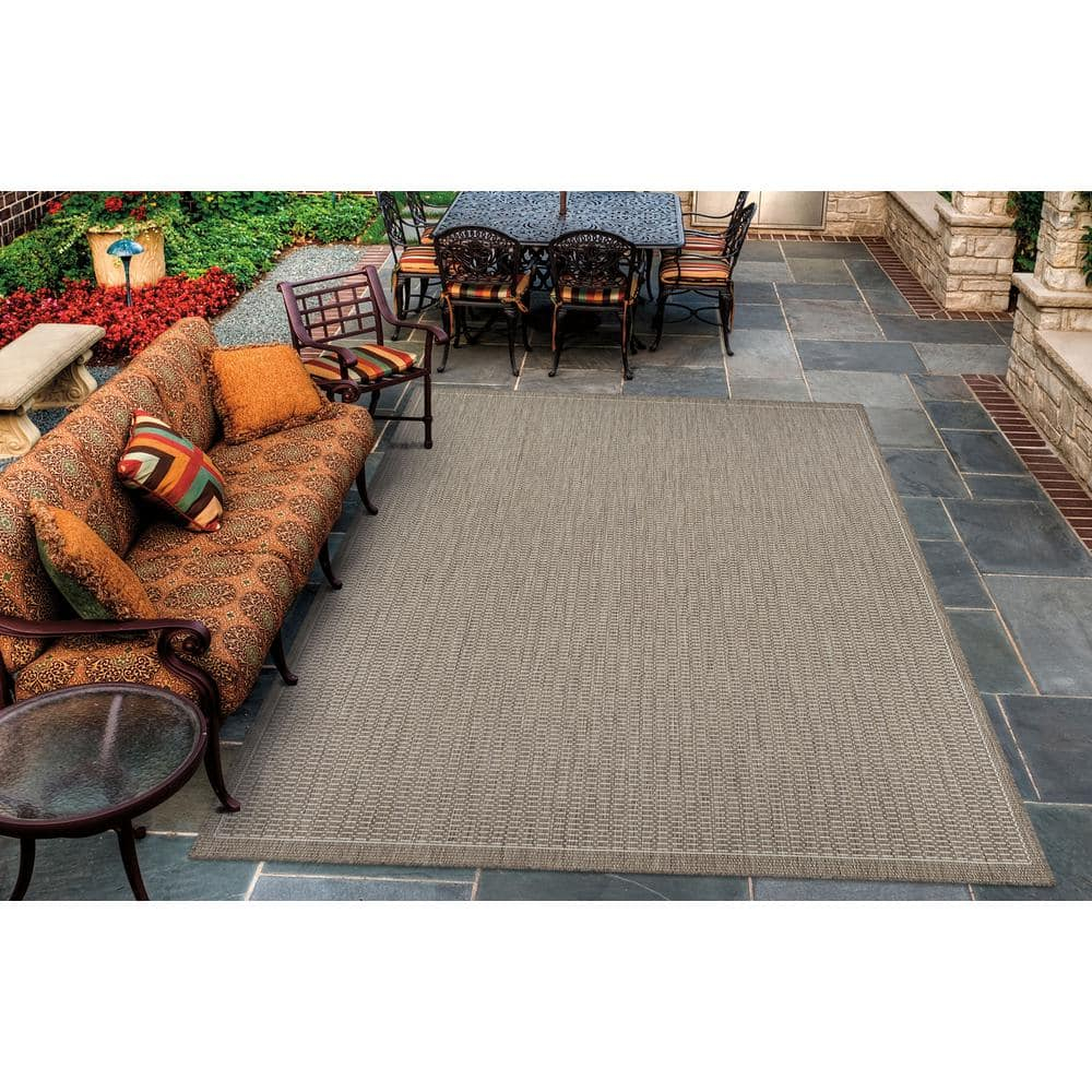Couristan Recife Saddle Stitch Indoor /Outdoor Area Rug, Champagne- Taupe, 8'6" x 13'