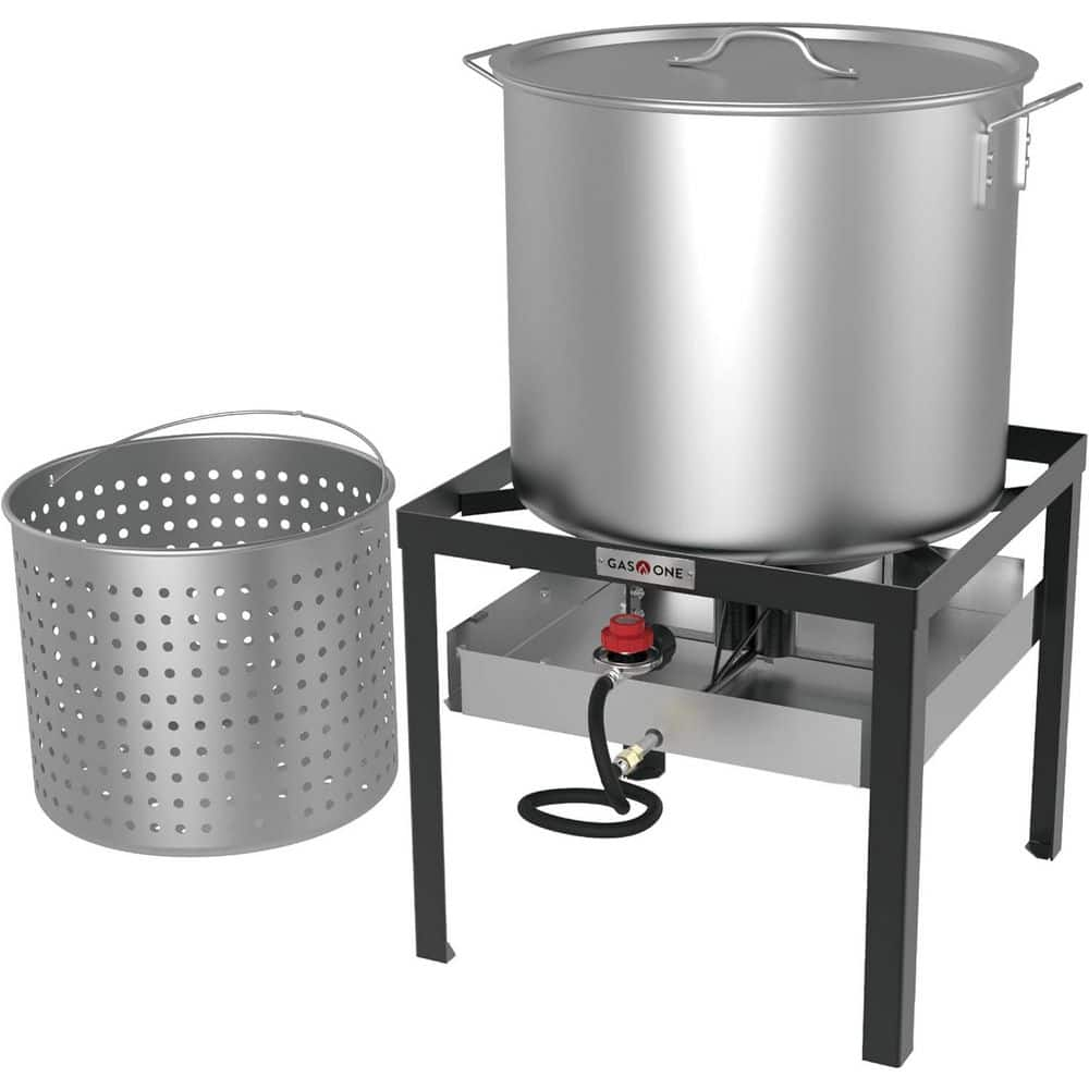 GasOne Seafood Boil Kit with Propane Burner, Propane Regulator, 60Qt Pot with Basket – Heavy Duty