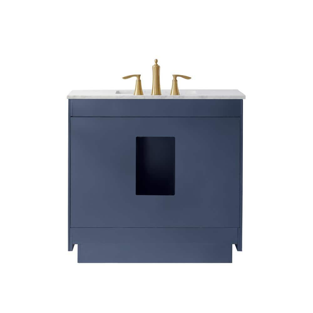 Ivy 36" Marble Countertop Single Vanity w/o Mirror Royal Blue