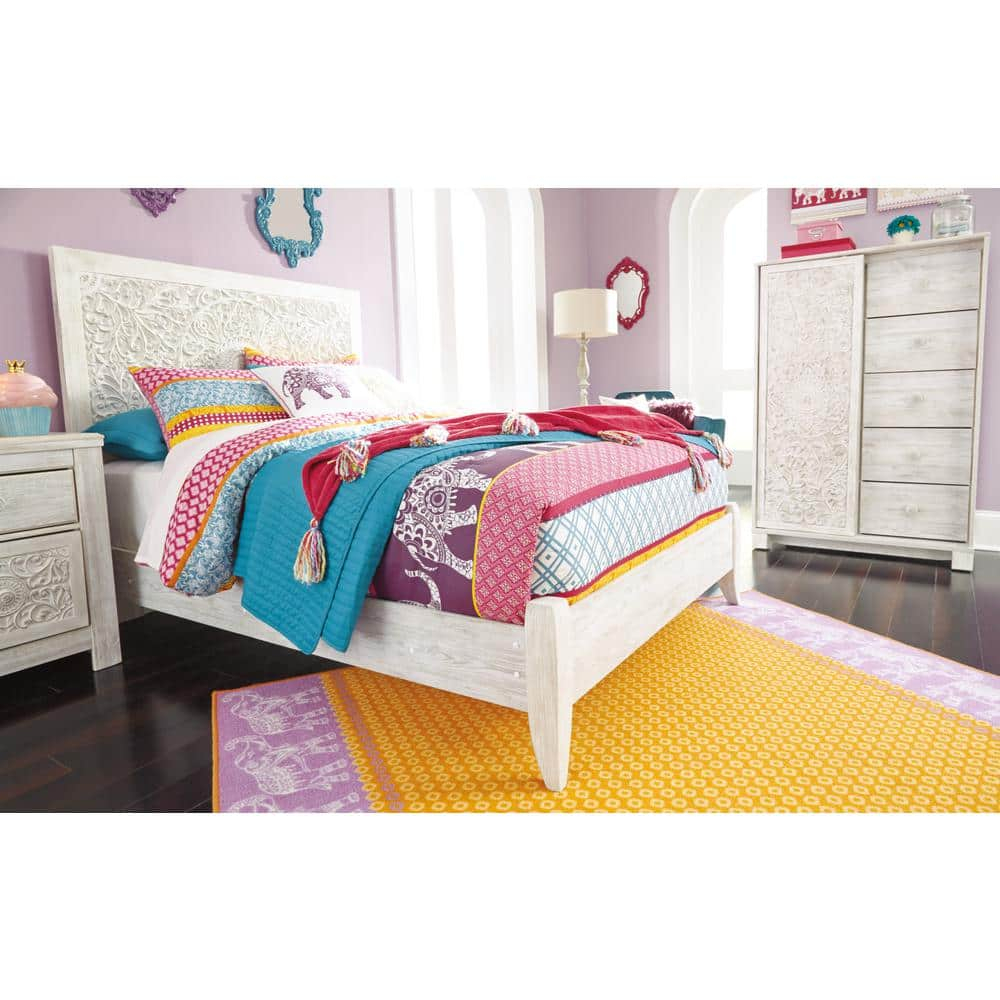Signature Design by Ashley Traditional Paxberry Twin Panel Headboard, Whitewash