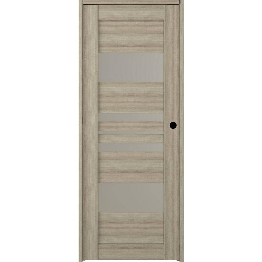 Romi 18" x 80" Pine Composite 5-Lite Frosted Glass Interior Door