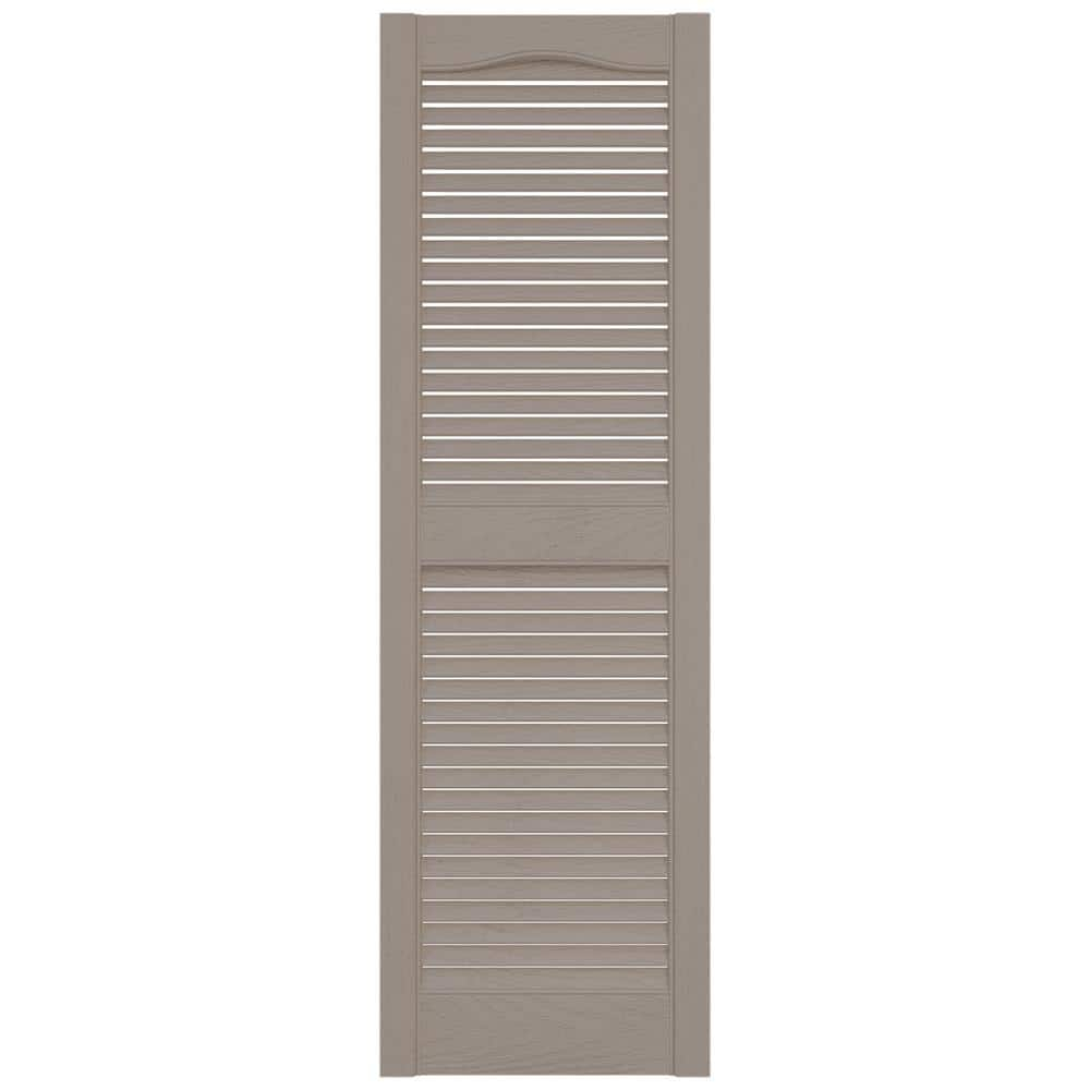 12 in. x 31 in. Louvered Vinyl Exterior Shutters Pair in Clay
