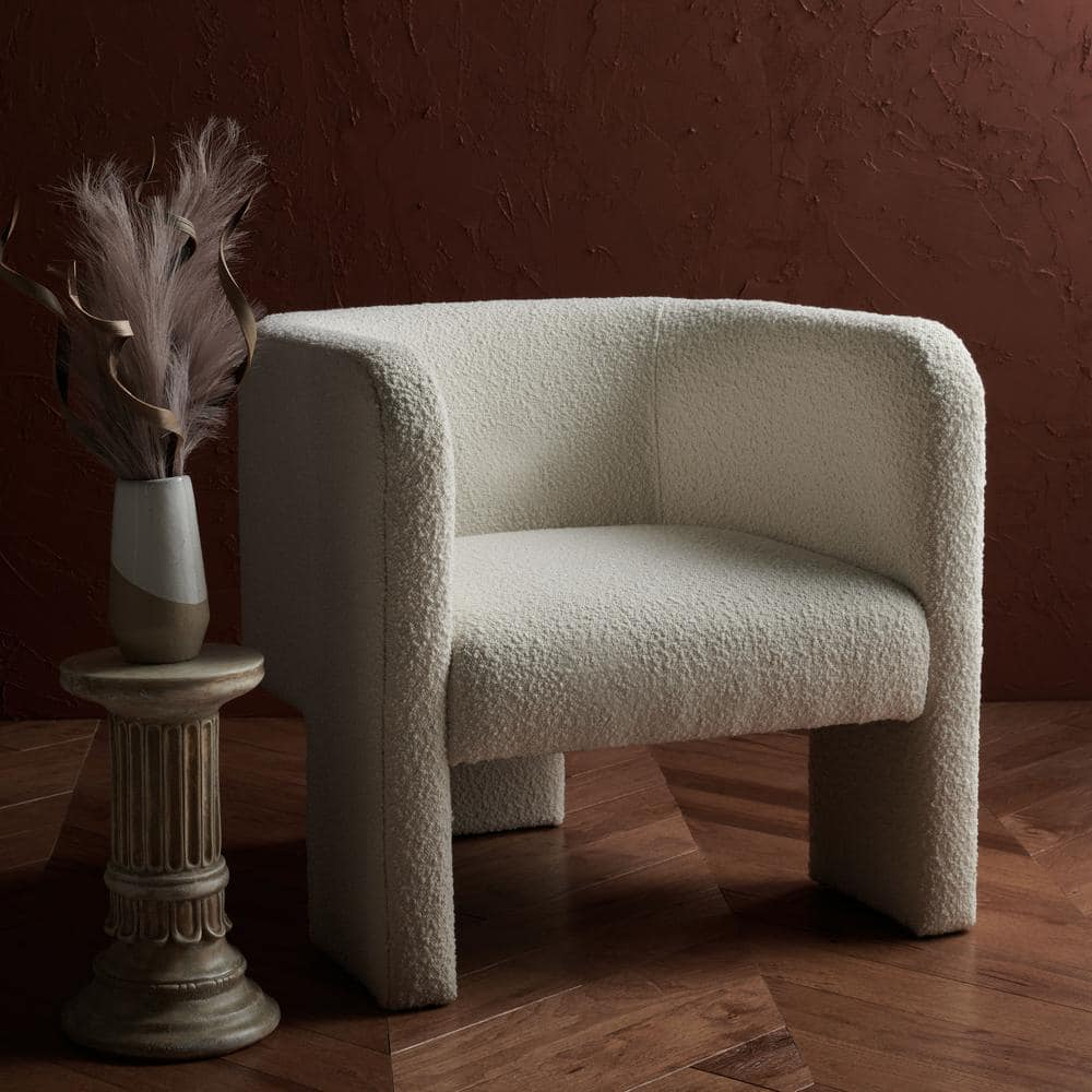 SAFAVIEH Couture Sammie Modern Boucle Solid Accent Chair, Ivory