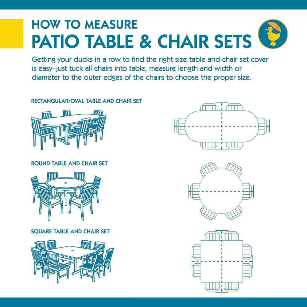 Duck Covers Soteria Waterproof 108 Inch Round Patio Table with Chairs Cover