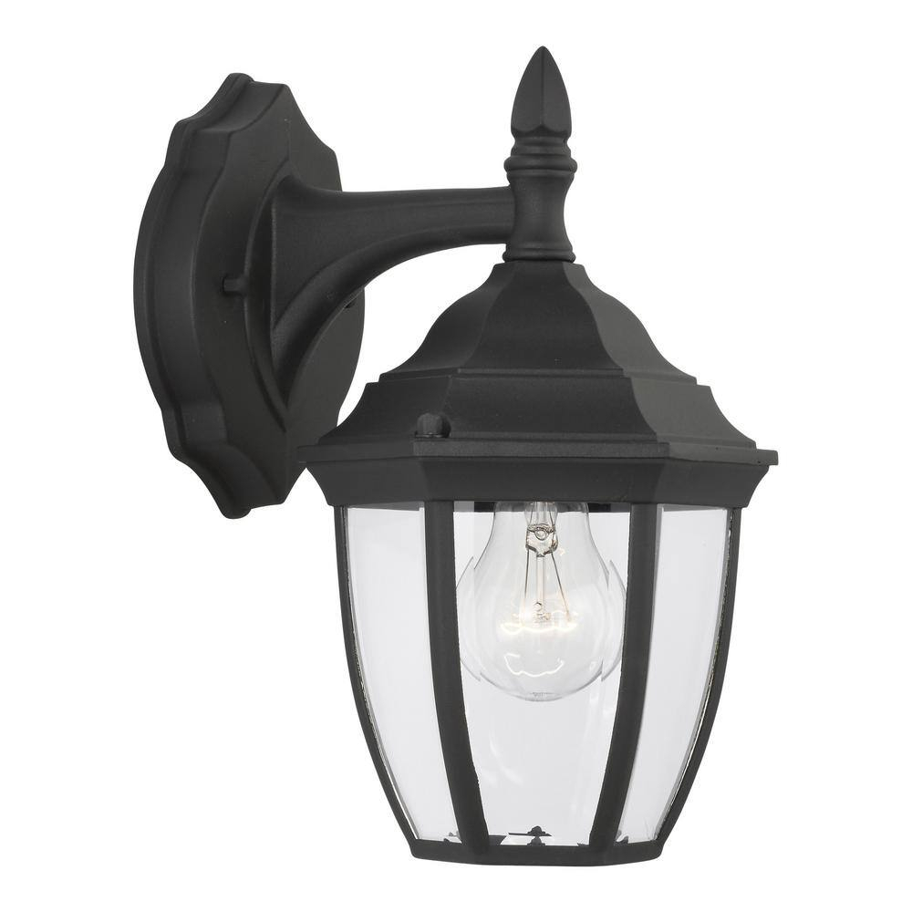 Bakersville 11'' Black Steel Outdoor Lantern Sconce with Clear Beveled Glass