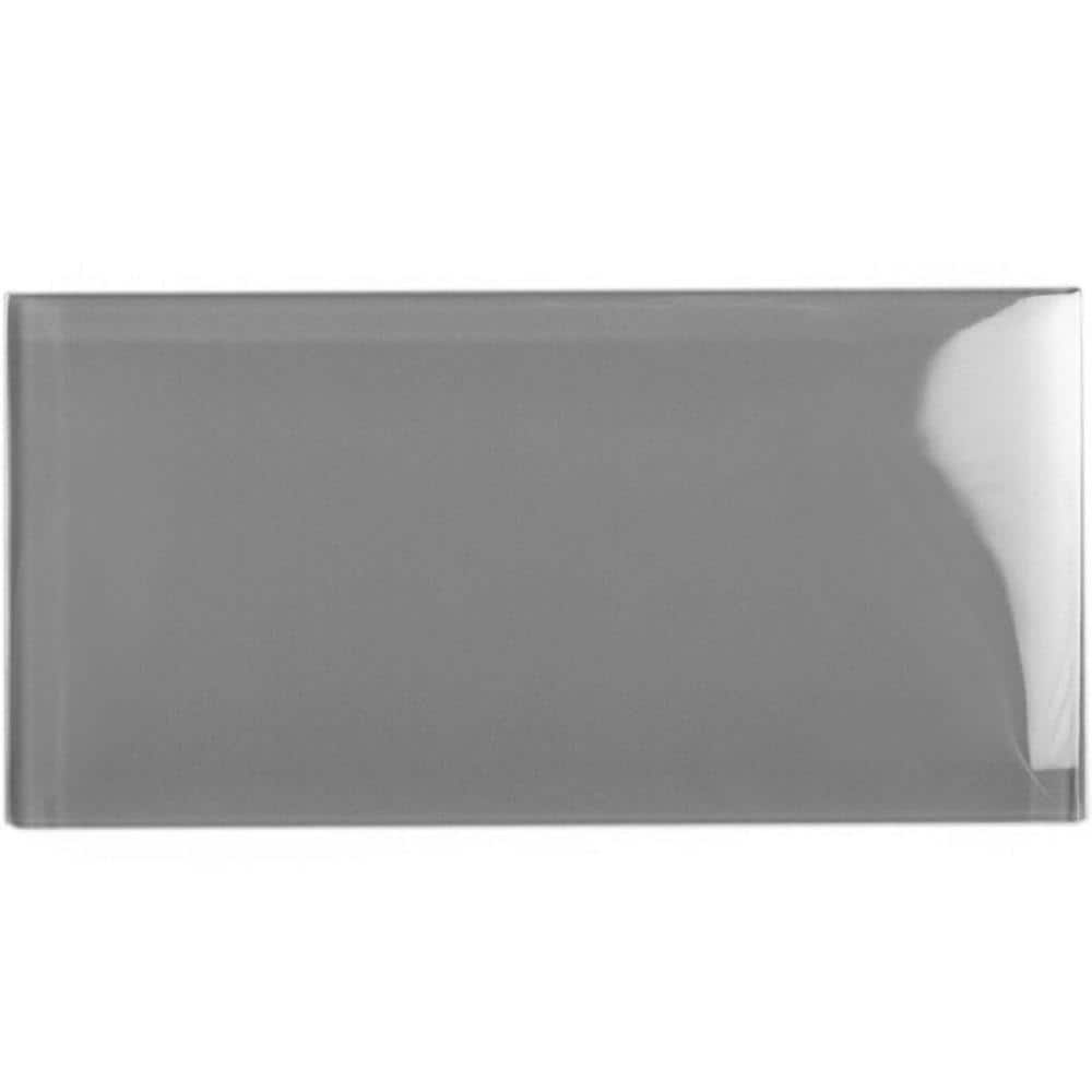 Apollo Tile   40 Pack 3-in x 6-in Mink Gray Rectangular Subway Glossy Finished Glass Mosaic Wall Tile (5 Sq ft/case)
