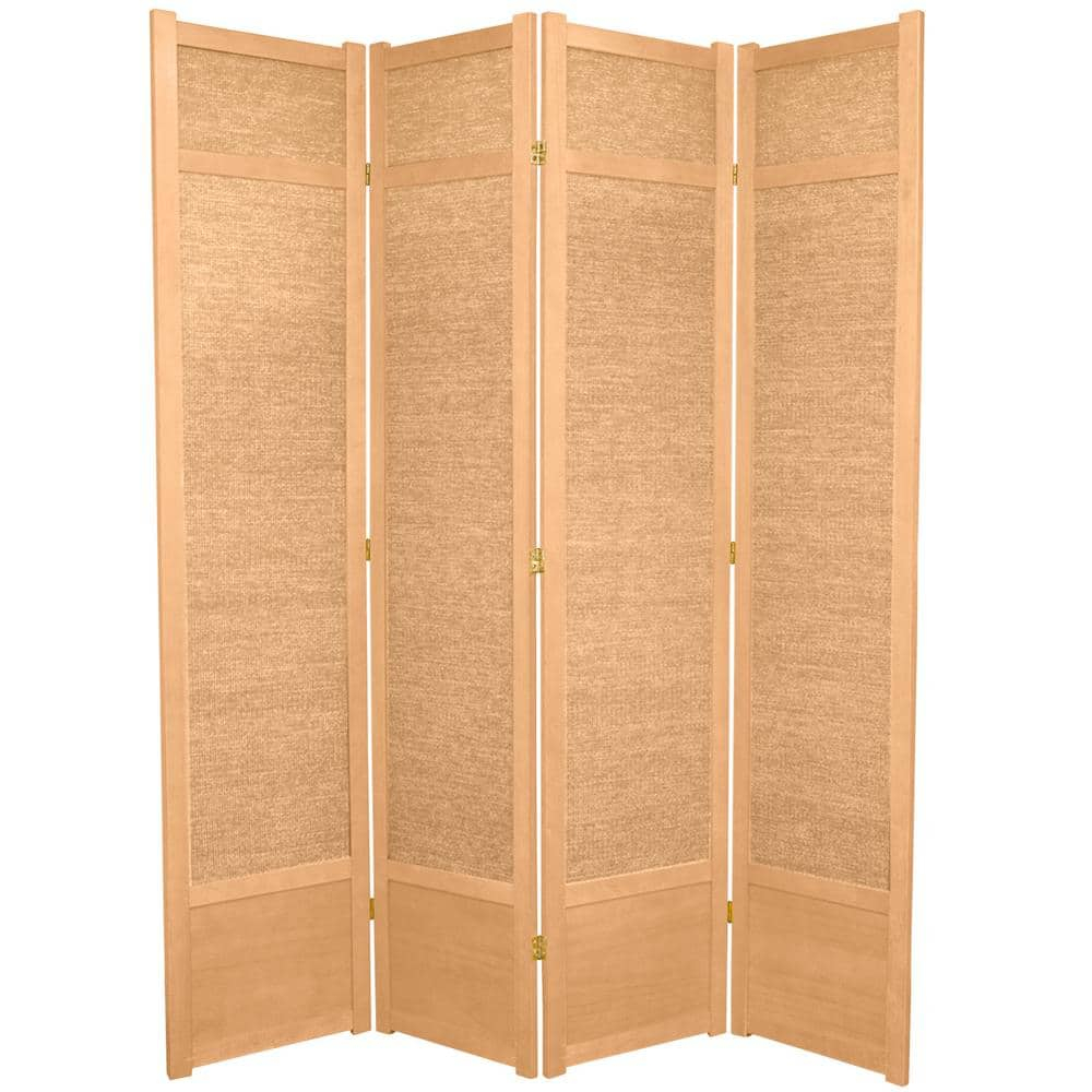 Oriental Furniture 7 Ft Tall Jute Shoji Screen, Natural, 4 panel