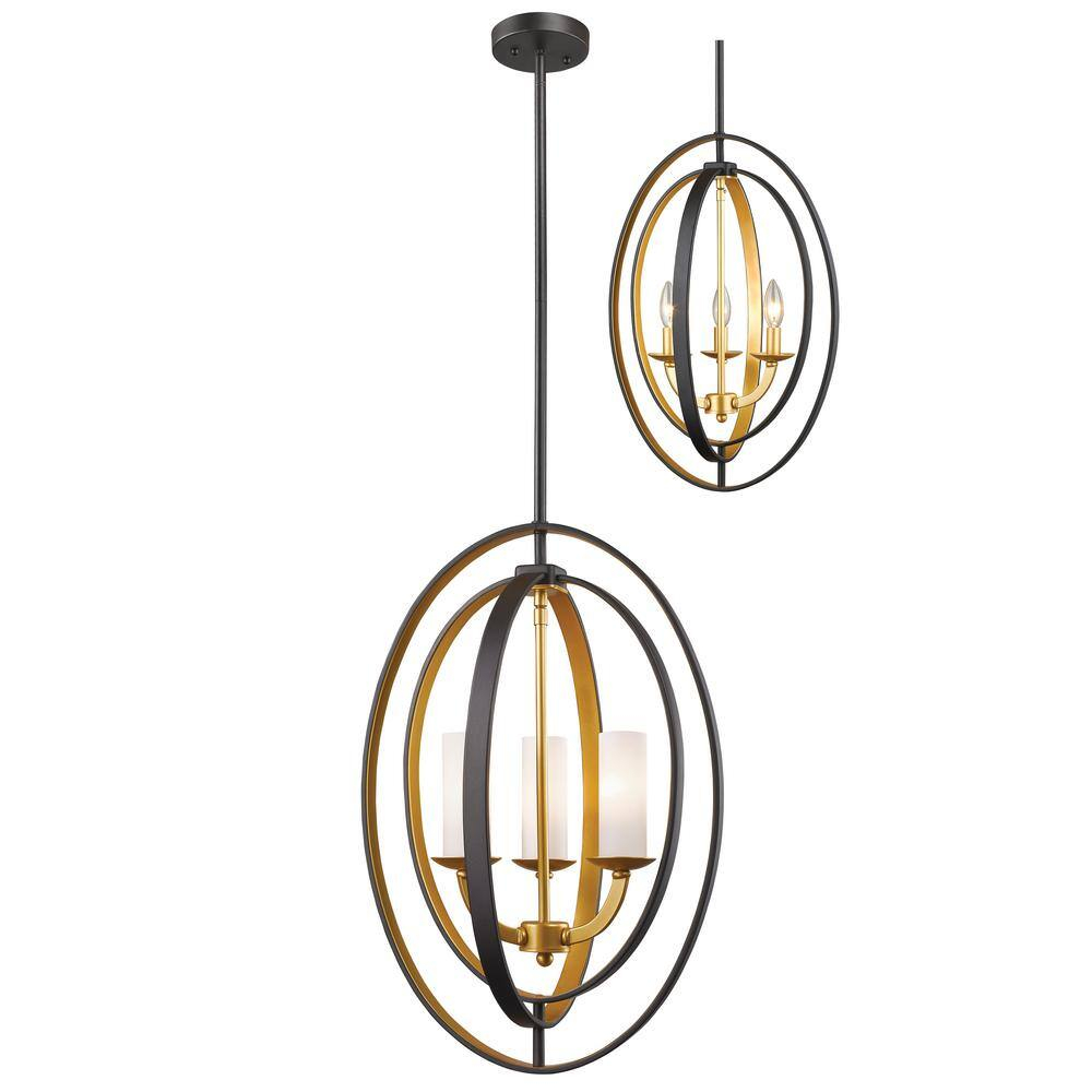 3 Light Pendant In Architectural Style 15.13 Inches Wide By 23 Inches High-Bronze Gold Finish Z-Lite 6004-3S-Bzgd