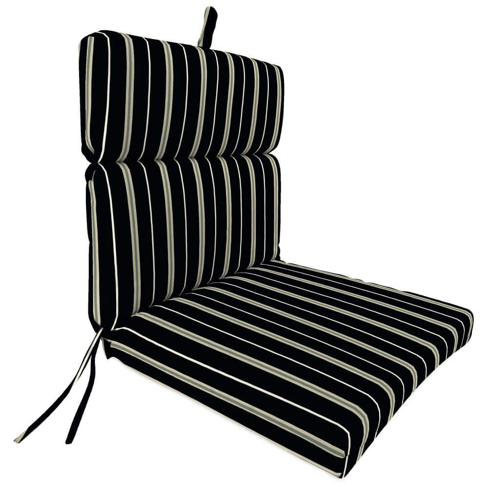 Jordan Manufacturing 44" x 22" Platt Ink Black Stripe Rectangular Outdoor Chair Cushion with Ties and Hanger Loop