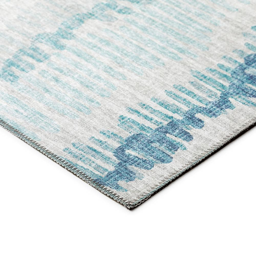Rylee Blue 2 ft. 3 in. x 7 ft. 6 in. Geometric Indoor/Outdoor Area Rug
