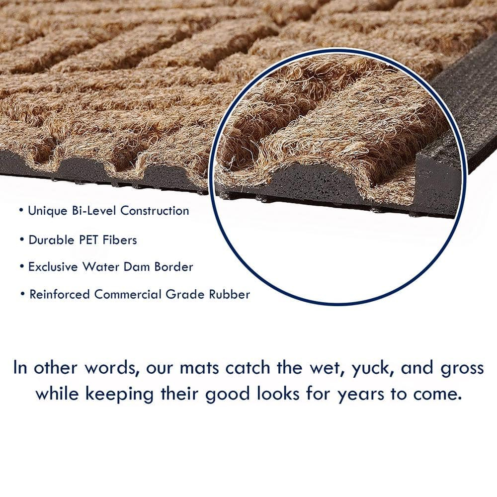 Camel Geometric Non-slip Synthetic 22" x 60" Floor Mat