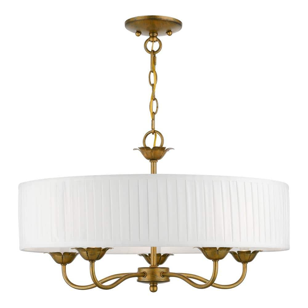 Livex Lighting Edinburgh 5 - Light Pendant in  Antique Gold Leaf