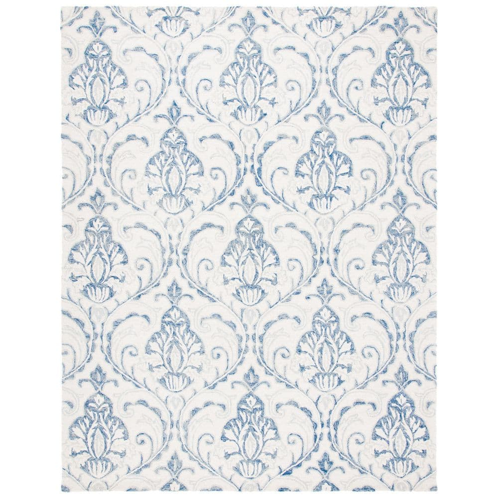 SAFAVIEH Micro-Loop Cornelius Floral Area Rug, Ivory/Blue, 10' x 14'