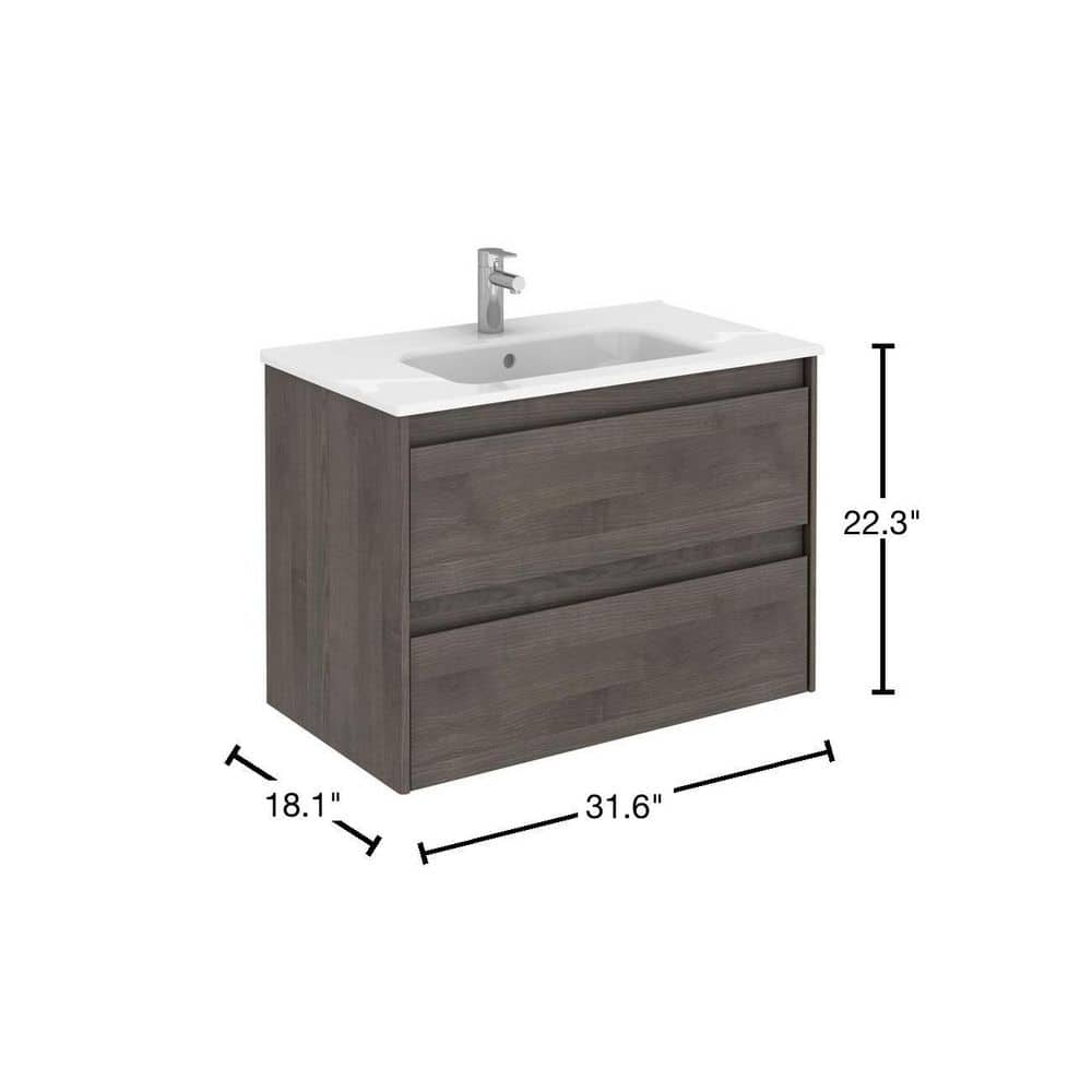 Ws Bath Collections Ambra 80 Ambra 32" Wall Mounted Single Basin Vanity Set - Wood