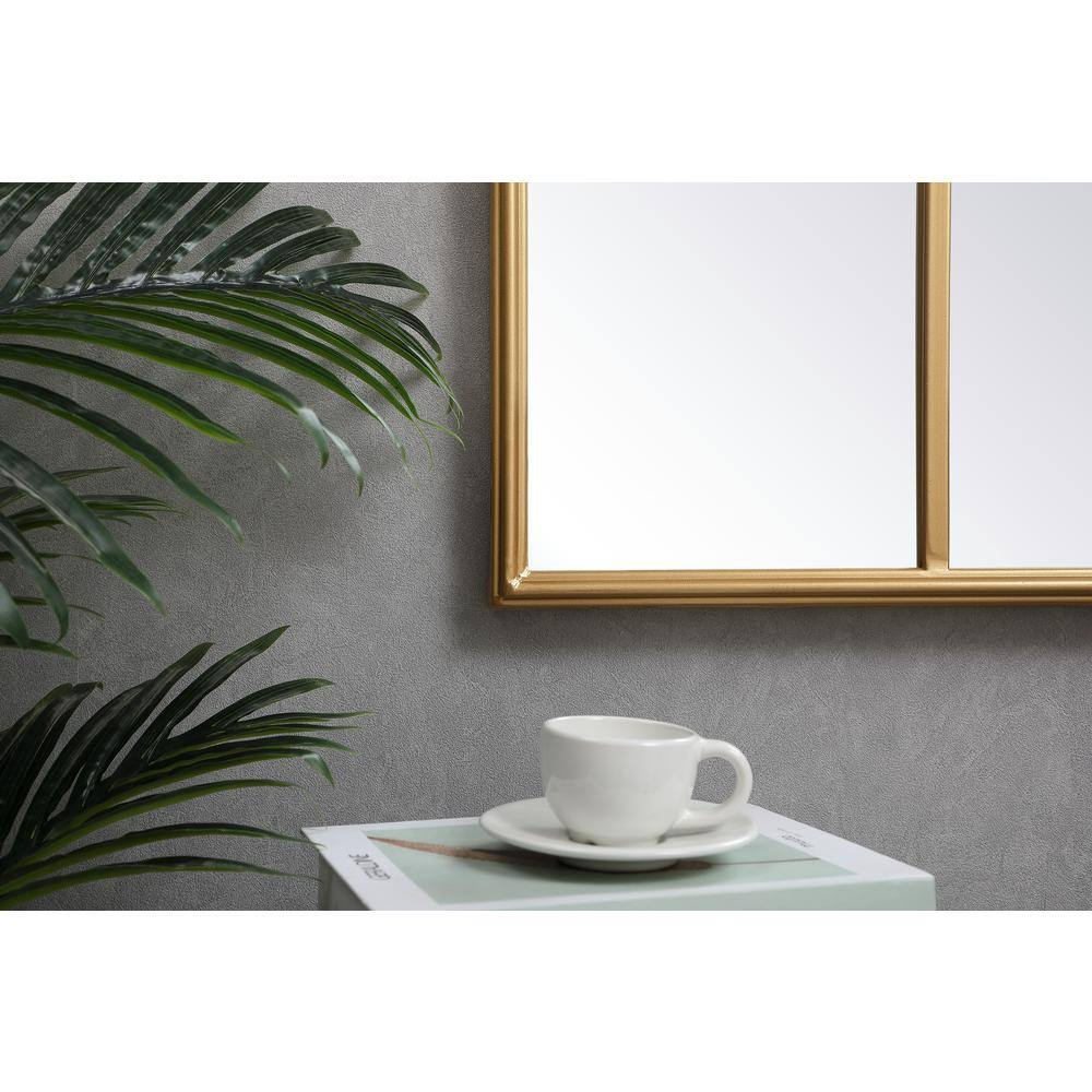 Elegant Decor Metal windowpane mirror 36 inch x 53 inch in Brass