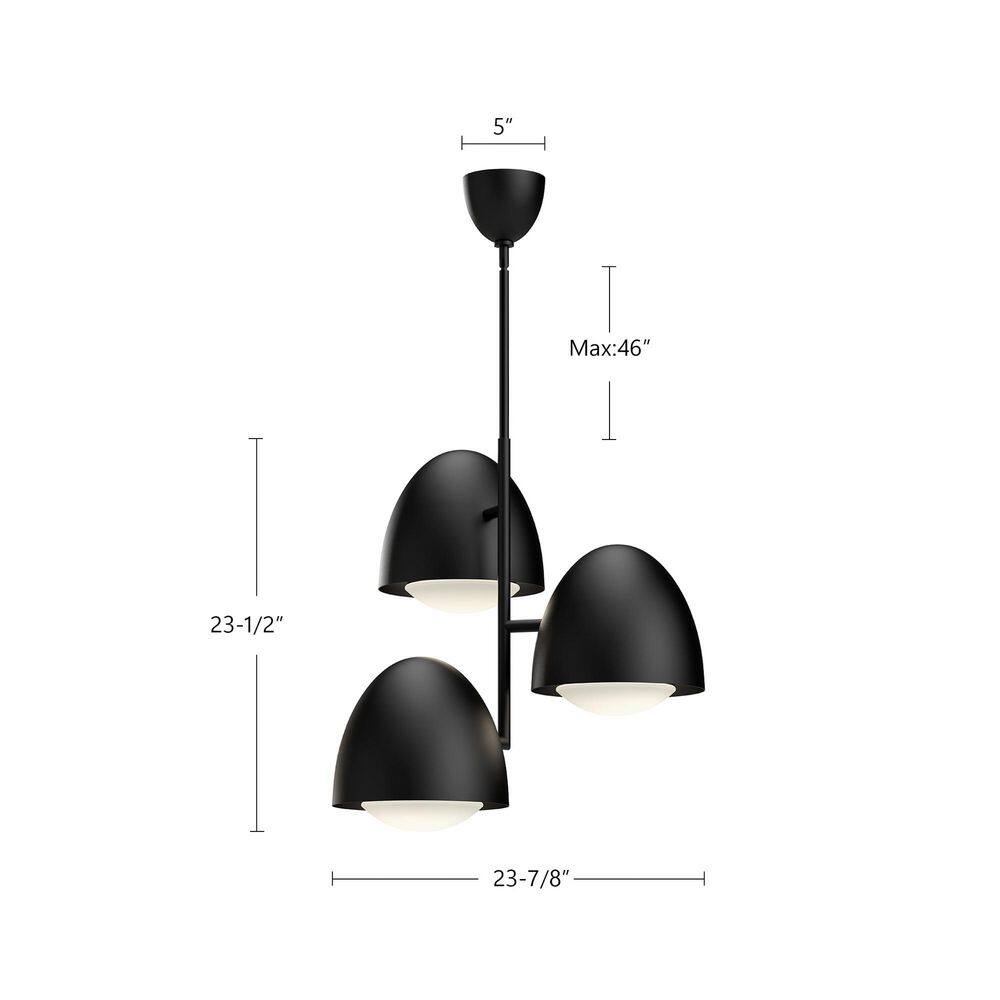 Kenji Black and Gold 24" Chandelier with Opal Matte Glass