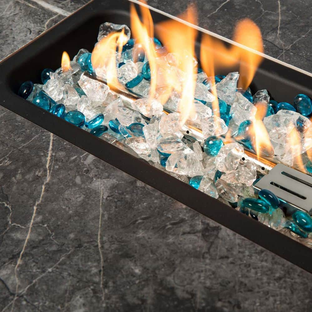 Brown Steel and Ceramic Gas Fire Pit Table