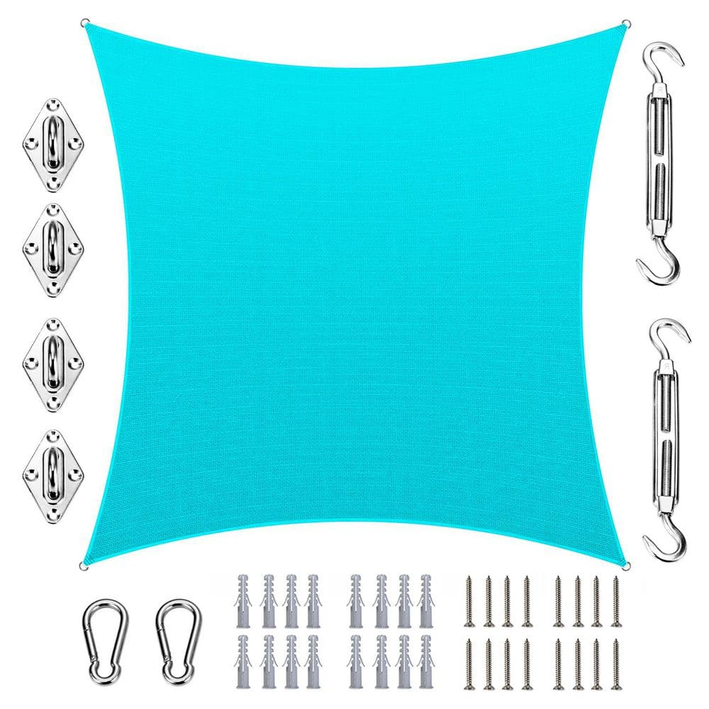 Turquoise 14x18 Rectangle Patio Sun Shade Sail with Hardware Kit