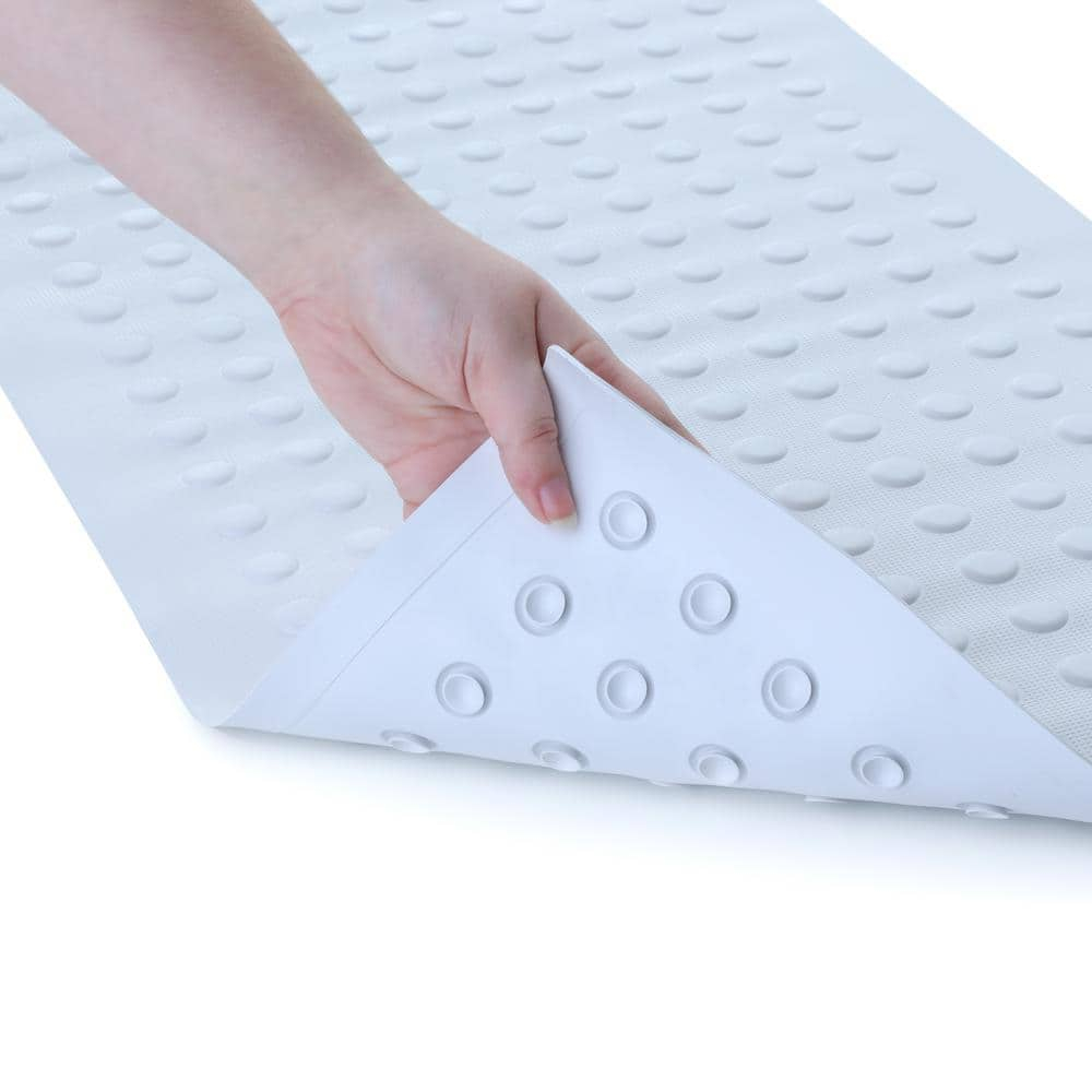 SlipX Solutions Extra Long Rubber Bath Safety Mat, 18"x36" (White)