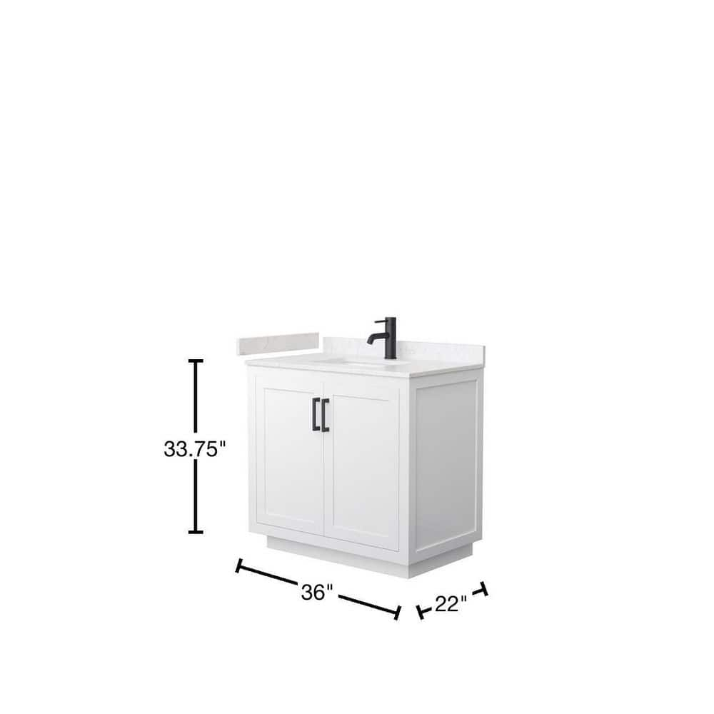 Wyndham Collection Miranda 36" Marble&Wood Single Bathroom Vanity in White/Black