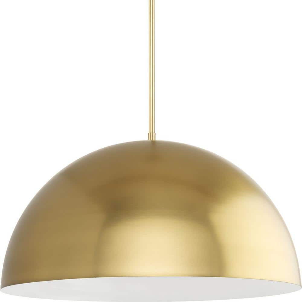 Progress Lighting, Perimeter, 1-Light Pendant, Brushed Gold, Open Shade: Iconic modern design with elegant metal dome.
