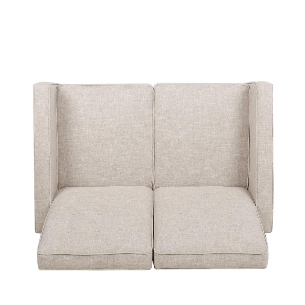 Noble House Craigue Fabric Tufted Loveseat Pushback Recliner, Beige