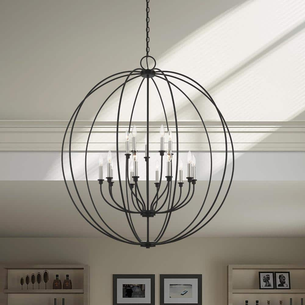 15 Light Black Chandelier with Steel base material