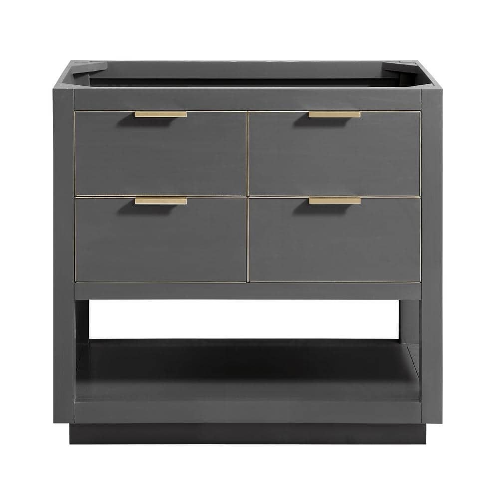 Allie Twilight Gray Solid Wood 36" Vanity with Matte Gold Trim