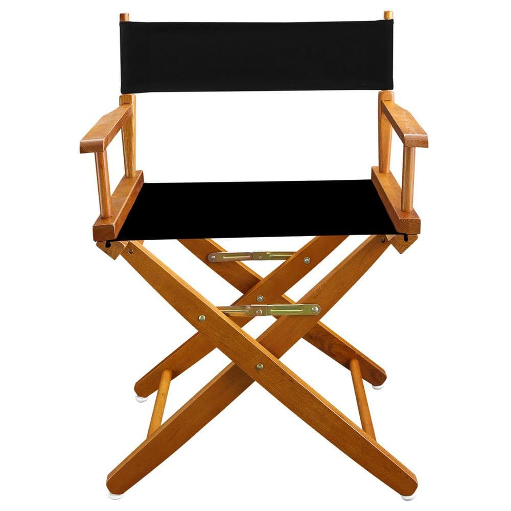 "Extra-Wide Premium 18" Directors Chair Mission Oak Frame W/Black Color Cover"