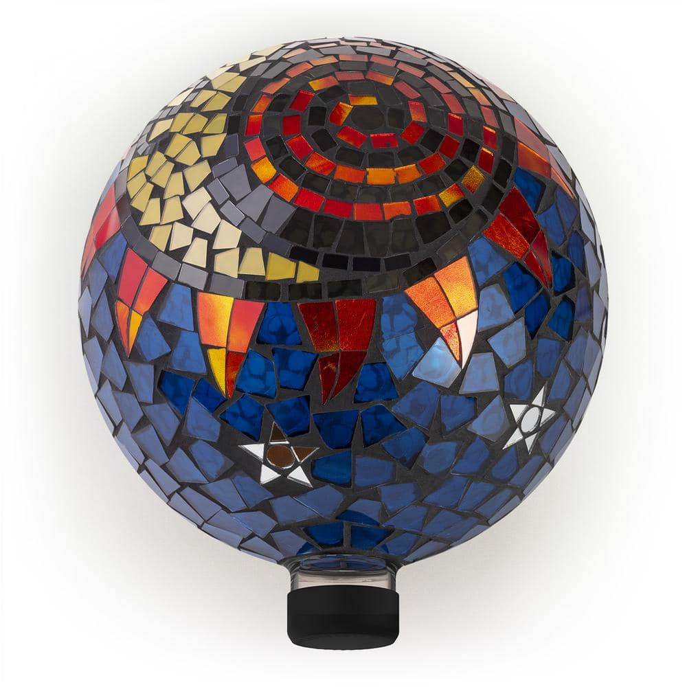 Alpine Corporation 10" Glass Mosaic Sun and Moon Gazing Globe, Multicolor