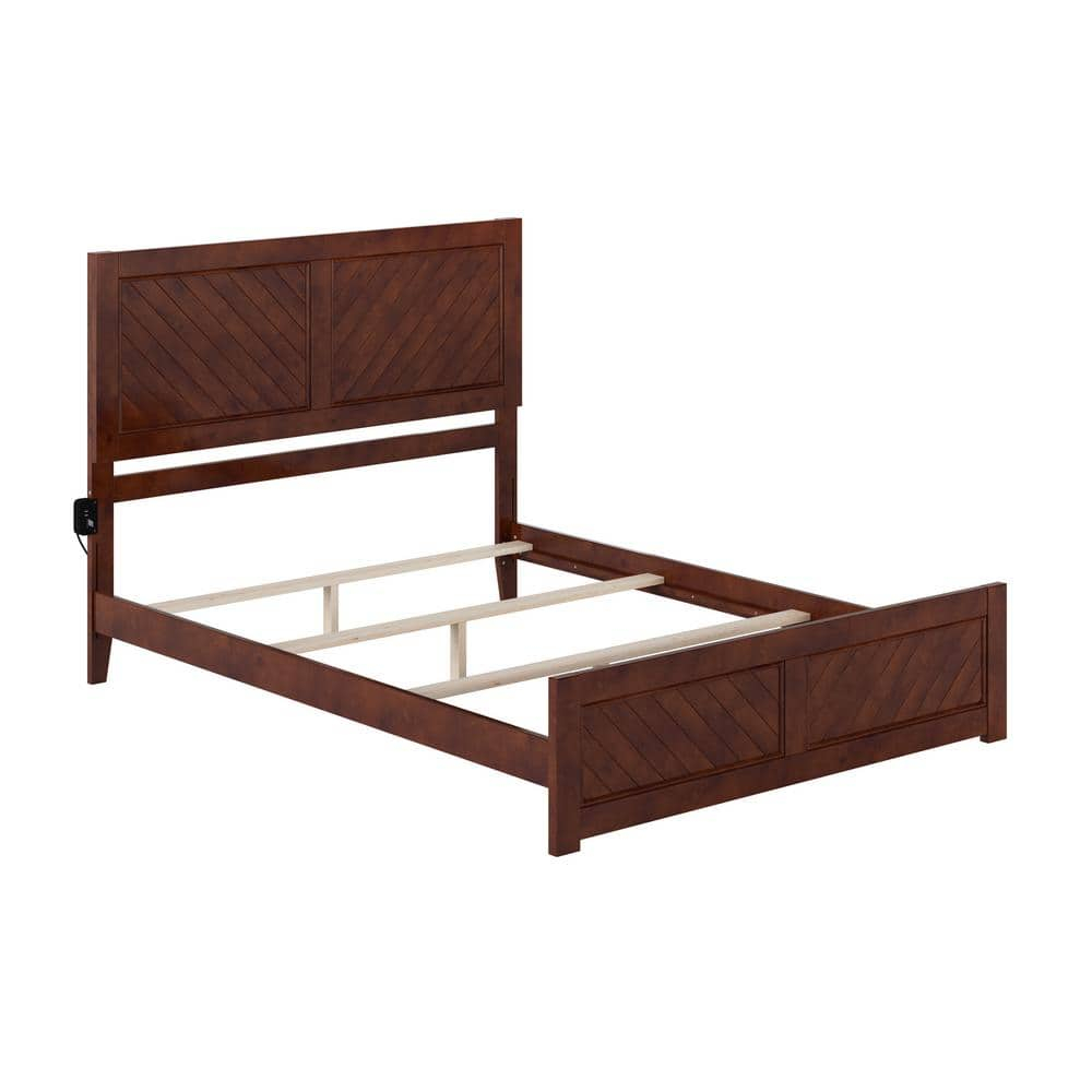 AFI Canyon Walnut Solid Wood Foundation Bed Frame with Matching Footboard, Queen