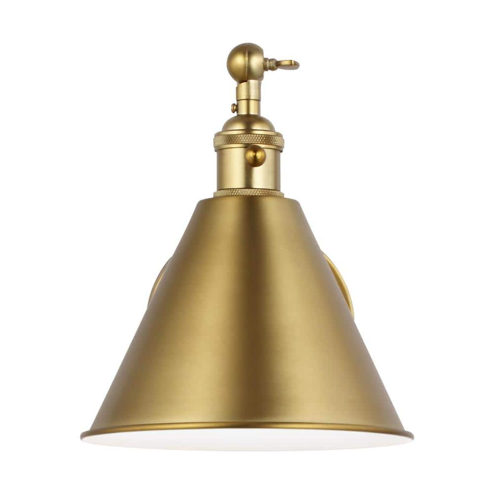 Salem 1-Light Satin Brass Wall Sconce with Satin Brass Metal Shade
