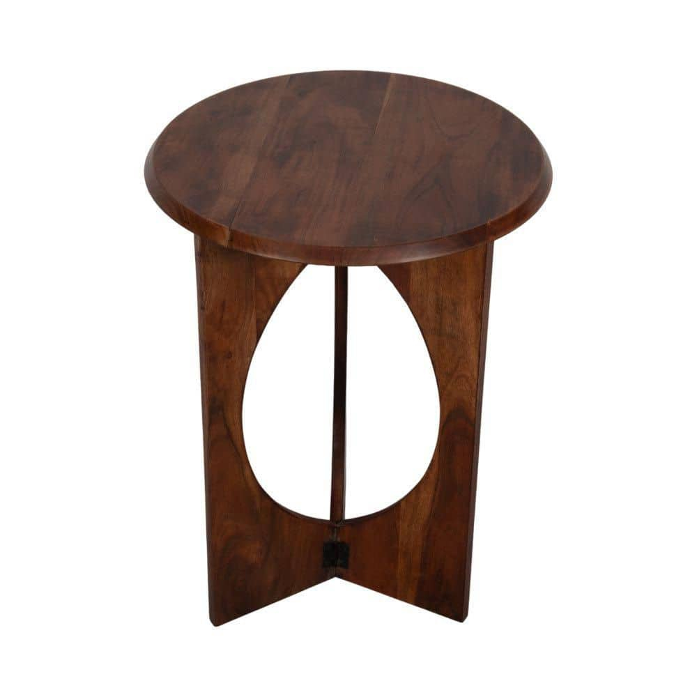 24"H Natural Acacia Wood Simple Pedestal Side Table with Minimalist Design and Ample Display Space for Living Room or Bedroom Decor