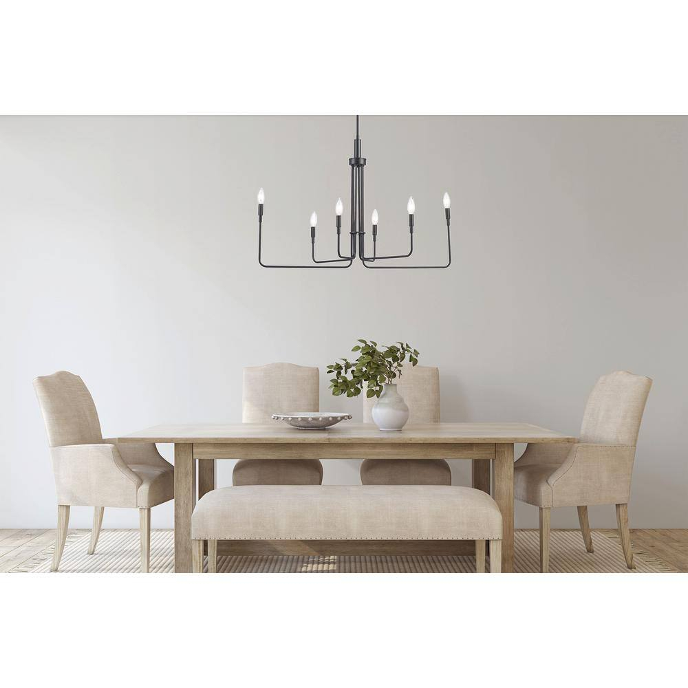 Charlotte 6-Light Black Candle Chandelier Light Fixture