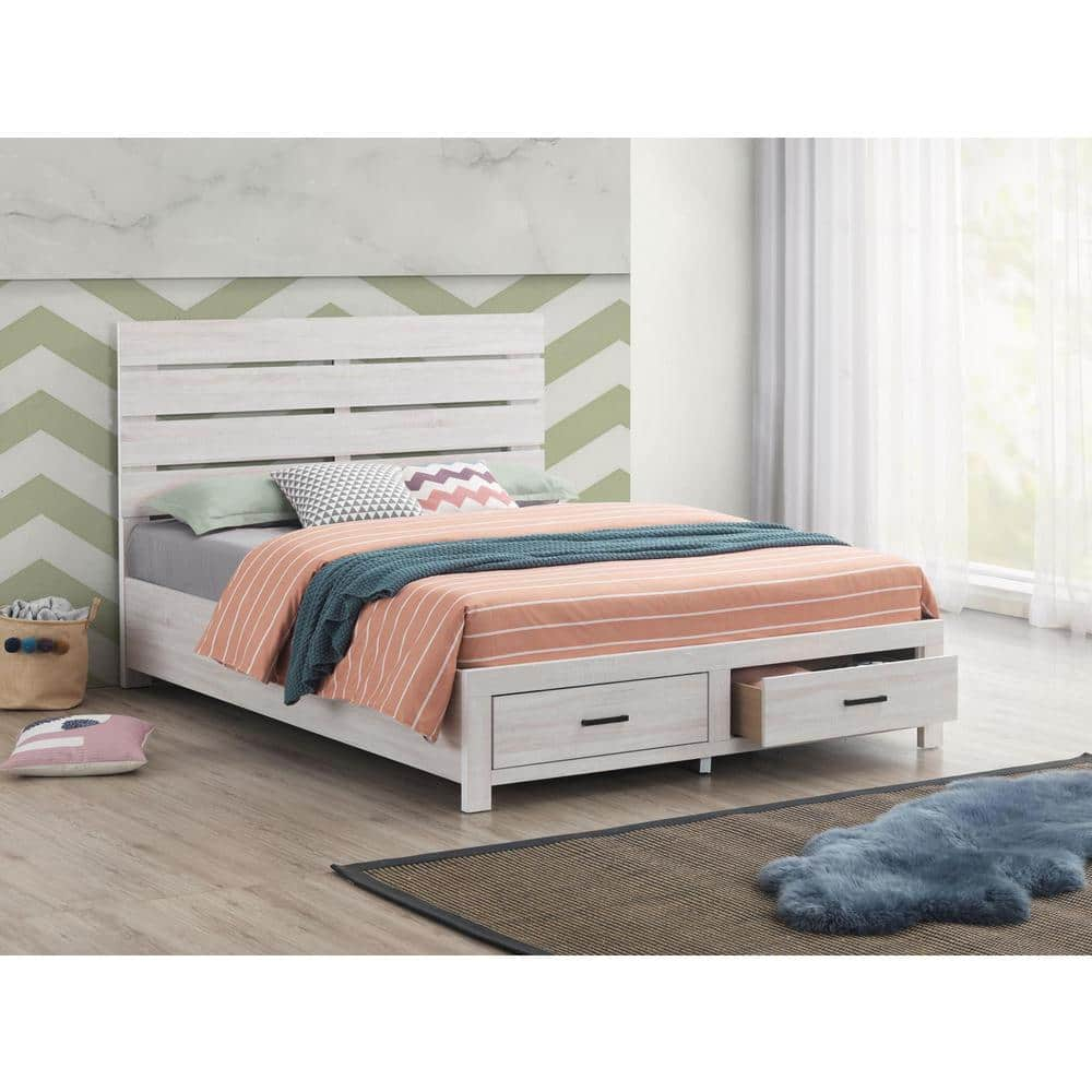 Coaster Brantford Farmhouse Wood Eastern King Storage Bed Coastal White
