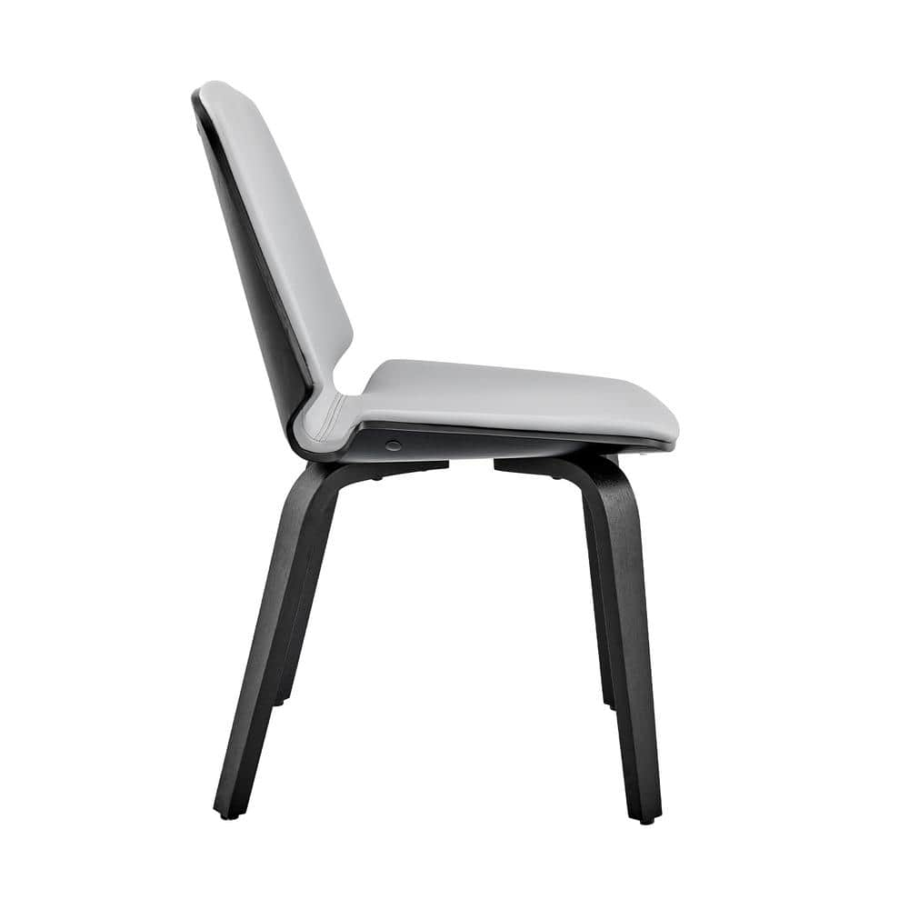 Armen Living Brinley 18" Faux Leather Dining Room Accent Chair in Gray/Black